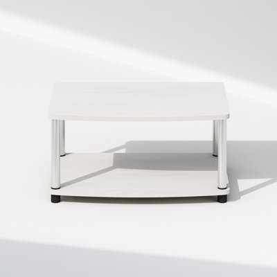 Furinno Turn-N-Tube 2-Tier Multipurpose Printer Stand Display & Storage Shelf, White Oak, Stainless Steel Tubes