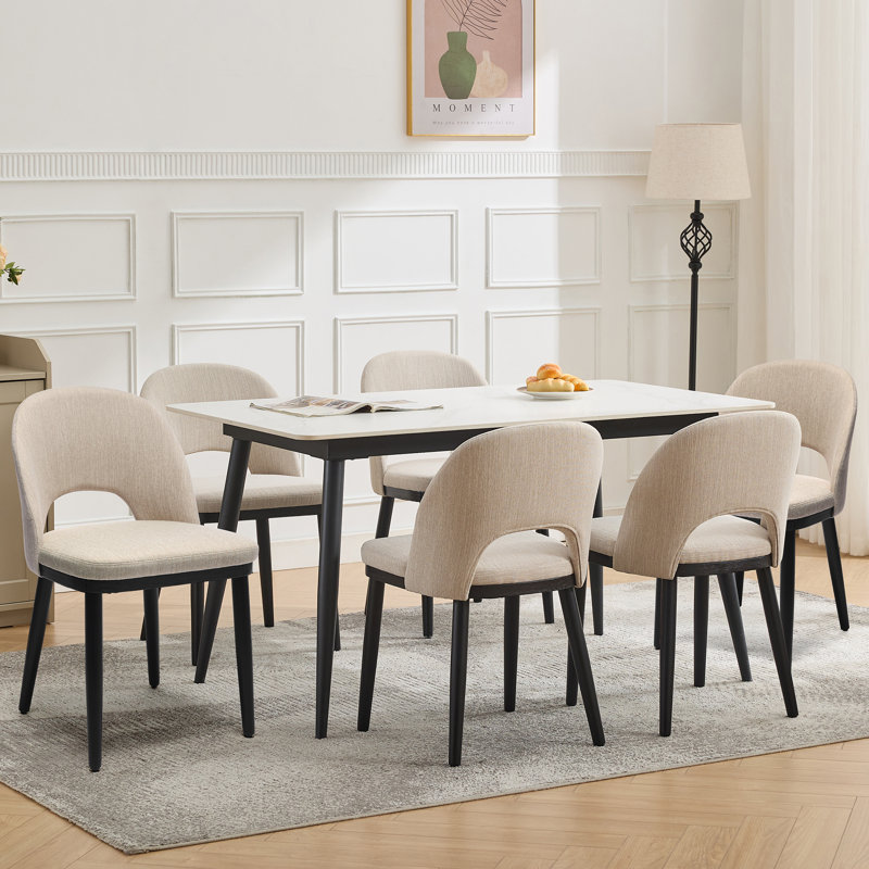 Linen Upholstered Dining Chairs in Beige