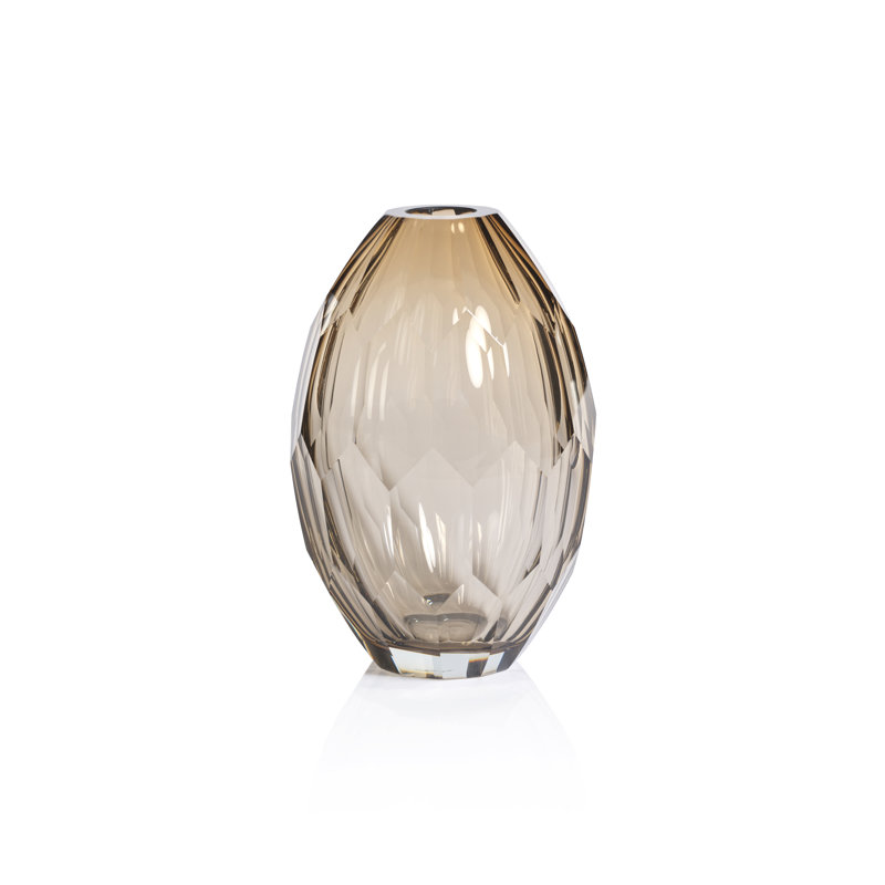 Ladonna Glass Table Vase, 9.25" H x 6.25" W x 6.25" D, Taupe