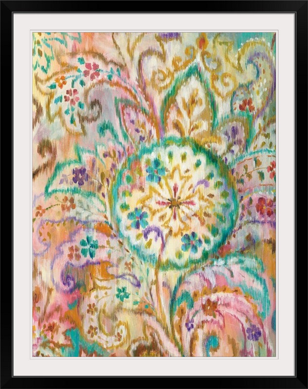 « boho motif cachemire i », impression Danhui Nai, H 32 po x l 26 po x P 1 po, Cadre noir
