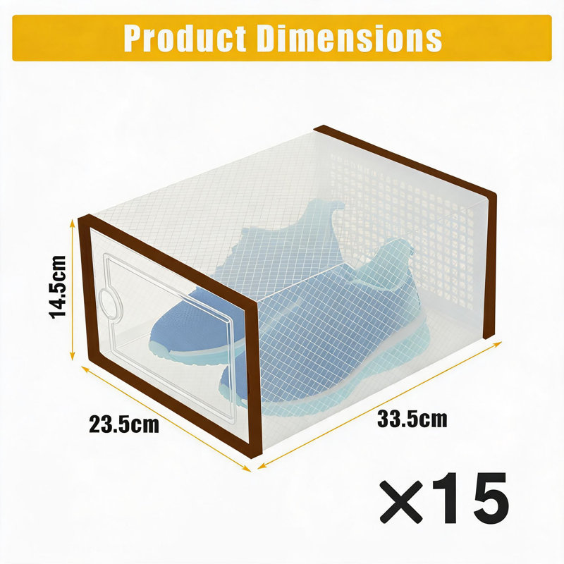London Boutique Plastic Box, 15PCS, Brown