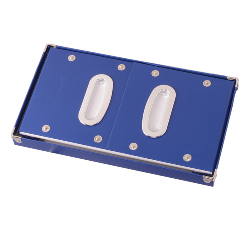 Classic Blue Sturdy Vinyl Record Storage Box with Chrome Snaps