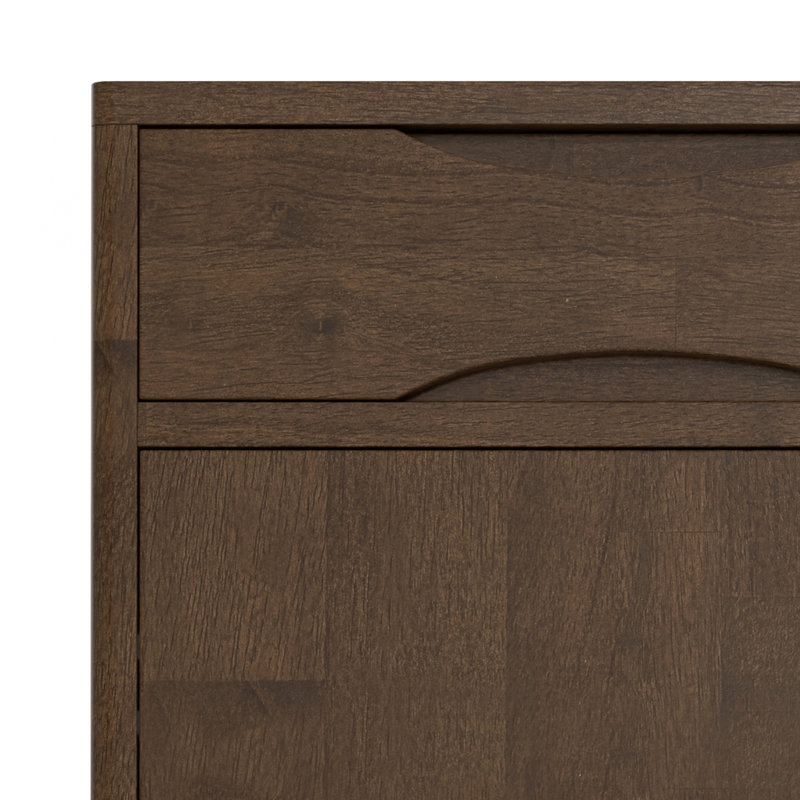 Walnut Brown Solid Wood Freestanding Office Cabinet with Adjustable Shelving