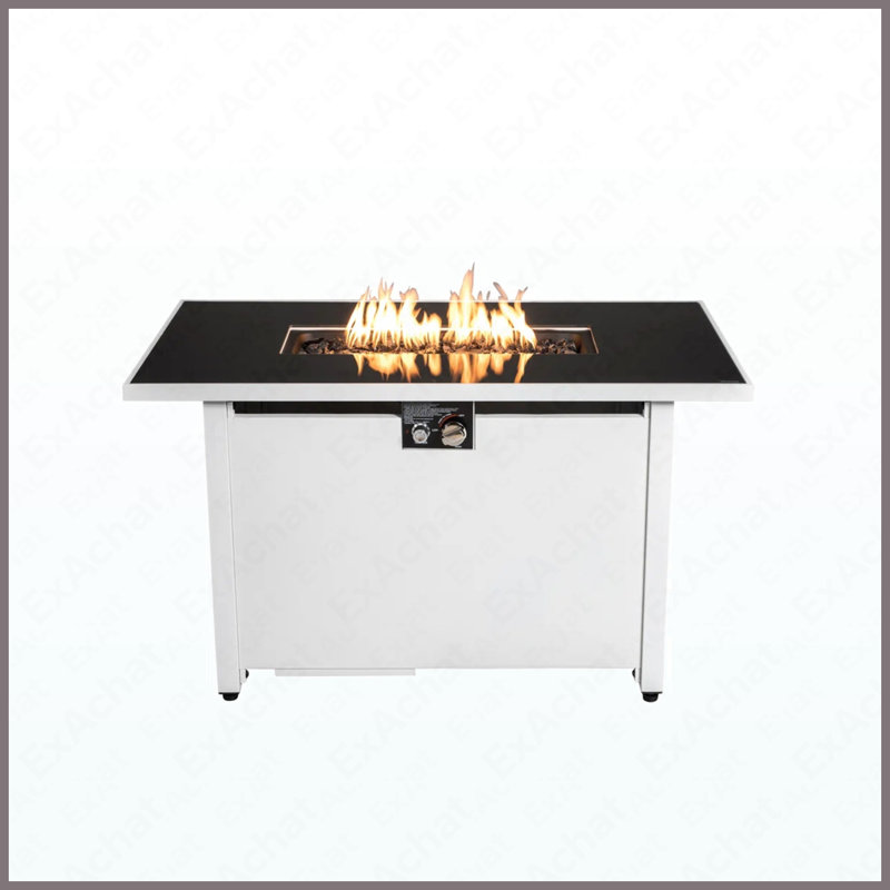 Rectangular Steel Propane Fire Pit Table 40000 BTU For Outdoor Patio Garden Backyard
