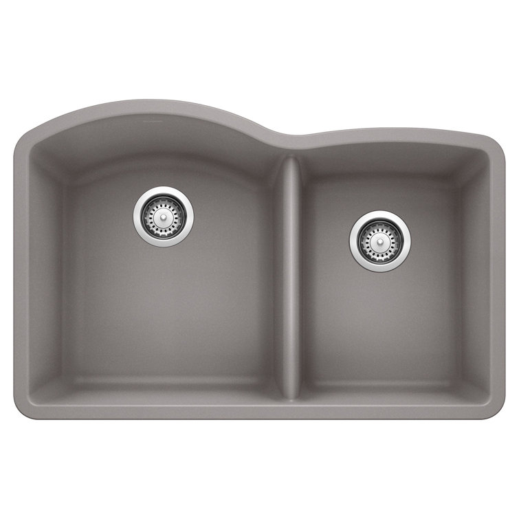 Blanco 440178 Diamond SILGRANIT 32" 60/40 Double Bowl Undermount Kitchen Sink