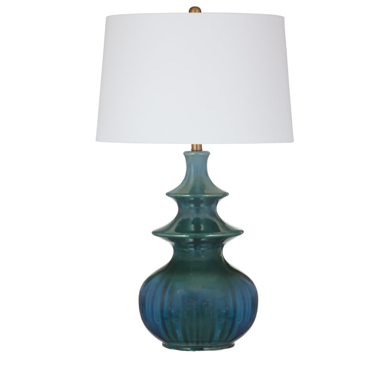 Lampe de table en céramique turquoise Karsen de 30 po