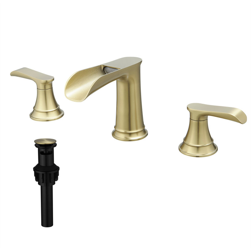 Robinet de salle de bain en laiton avec drain, Or brossé