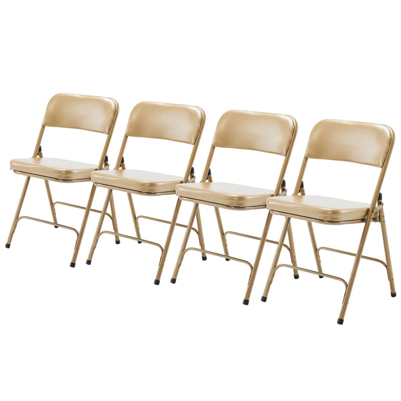 Ensemble de chaises pliantes empilables rembourrées en similicuir Manilo, Champagne