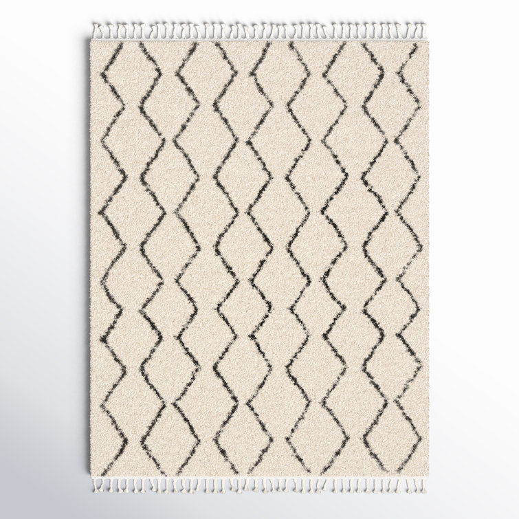 Mossy Moroccan Charcoal/Light Beige Area Rug