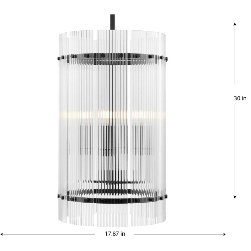 Seville Matte Black and Gold Glass 4-Light Chandelier