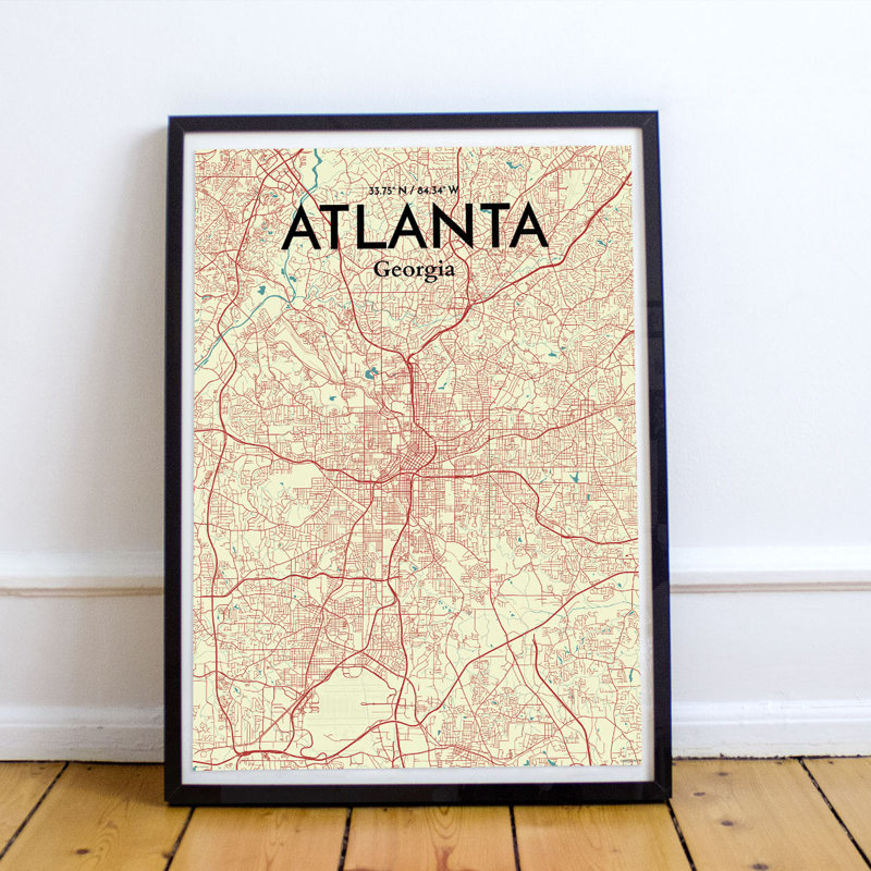Atlanta City Map - No Frame Print, 43cm H x 28cm W x 0.13cm D