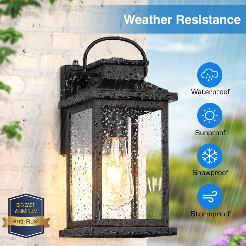 Black Dusk to Dawn Outdoor Wall Sconce Lanterns for House, Matte Black