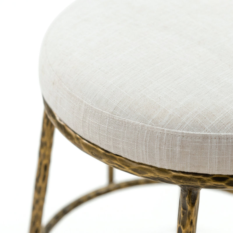 Tabouret à hauteur de comptoir en acier forgé et martelé Lalia, Or mat