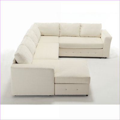 Sectional Sofas | Modern U-Shaped 6-Seat Modular Sofa with Chaise Storage, Chenille, Living Room Apartment | Beige | Wood