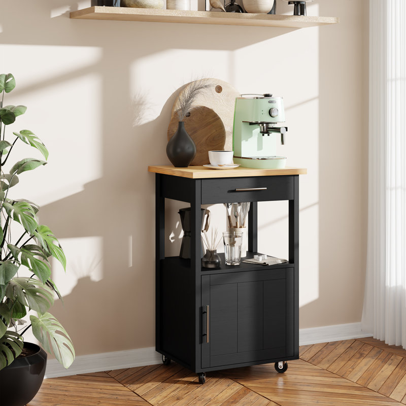 Chariot pour îlot de cuisine avec rangement Arthalia, Noir