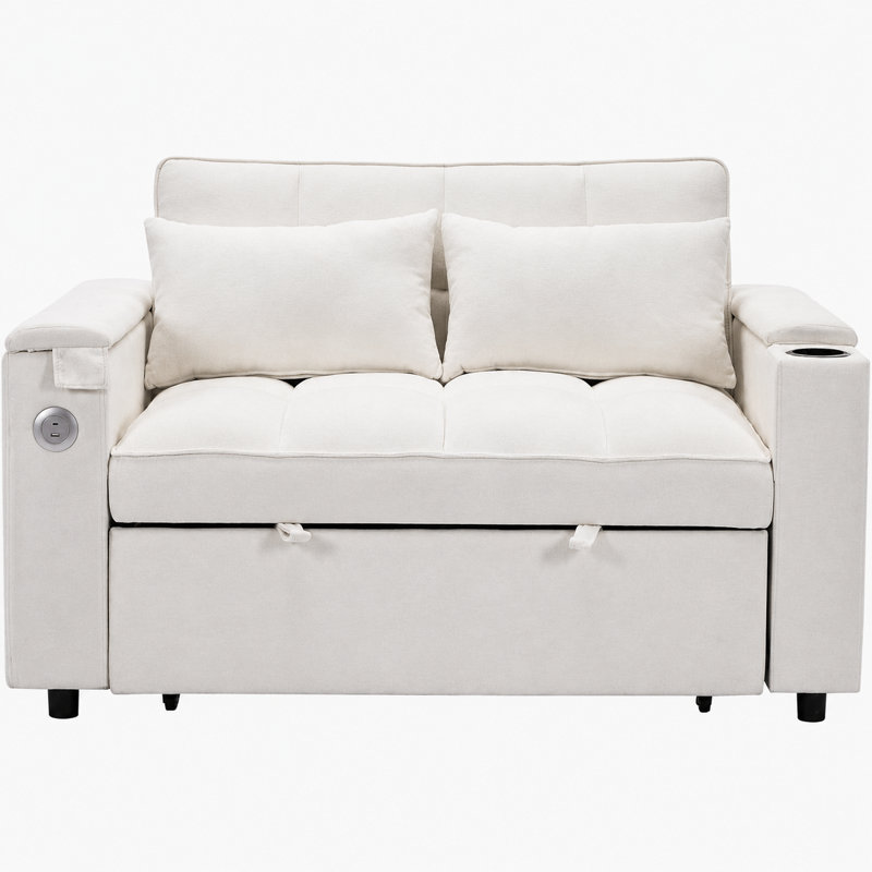 2 Seater Fabric Sectional, Beige Fabric