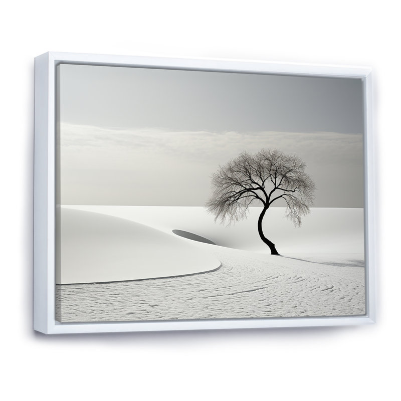 Paysage d'hiver photo I sur toile, Cadre flottant blanc, 24" H x 32" W