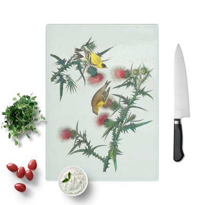 Tempered Glass American Goldfinch Birds Chopping Board