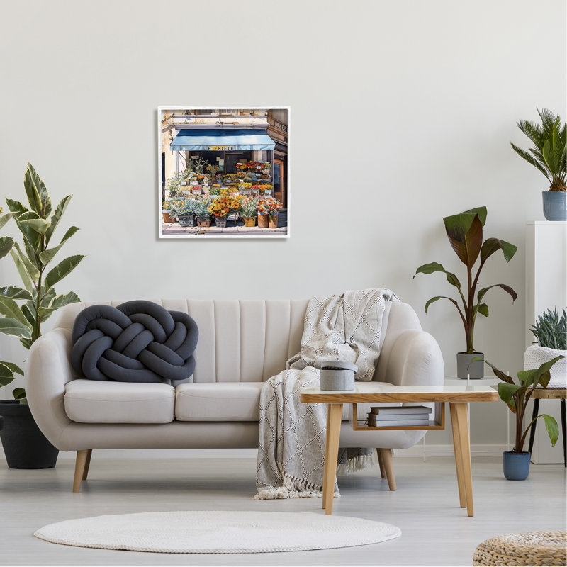 «Urban Flower Shop On Wood» par LSR Design Studio, impression, Giclée encadrée blanc bord de mer