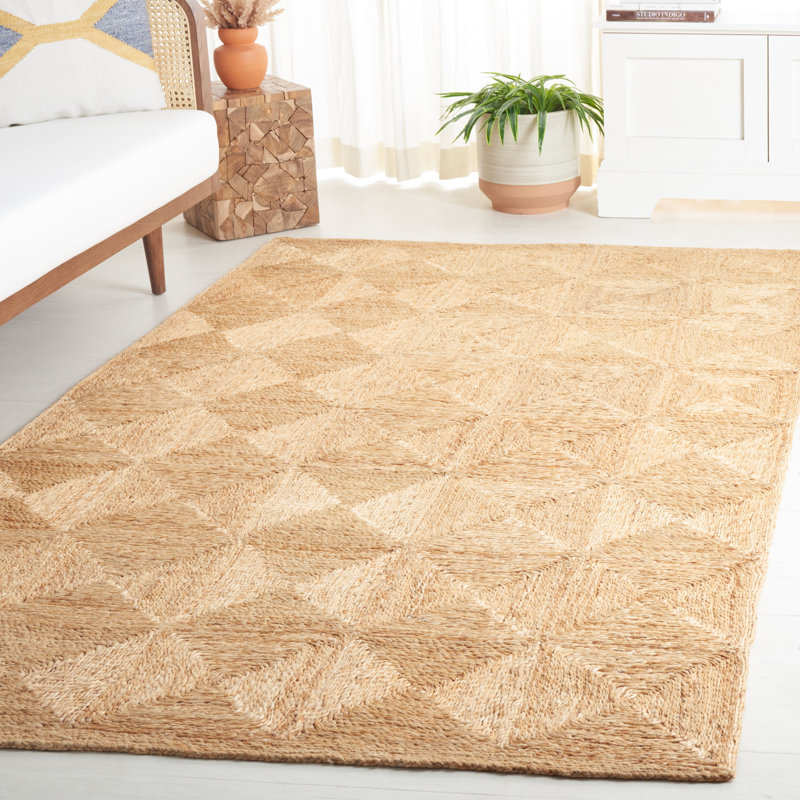 Chrissey Natural Fiber Hand Loomed Jute Pile Geometric Rug, Rectangle 5' x 8'