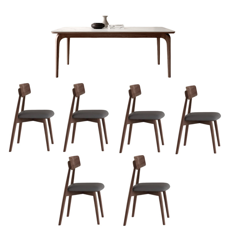 Simple rock plate dining table sets, 29.52"H x 59.05"L x 31.49"W