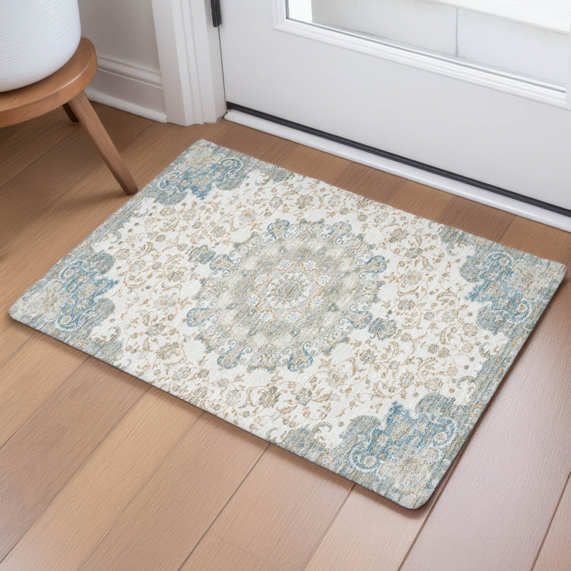 Tapis lavable à la machine intérieur / extérieur ACN2489, Ivoire ivoire, 1'8" x 2'6"