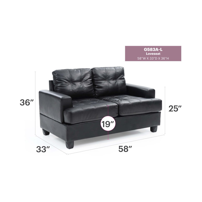 Stylish Transitional Loveseat For Two, Black