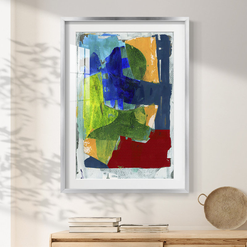 Brights Strokes II - impression encadrée, H 25,5 po x l 17,5 po, Argent argent