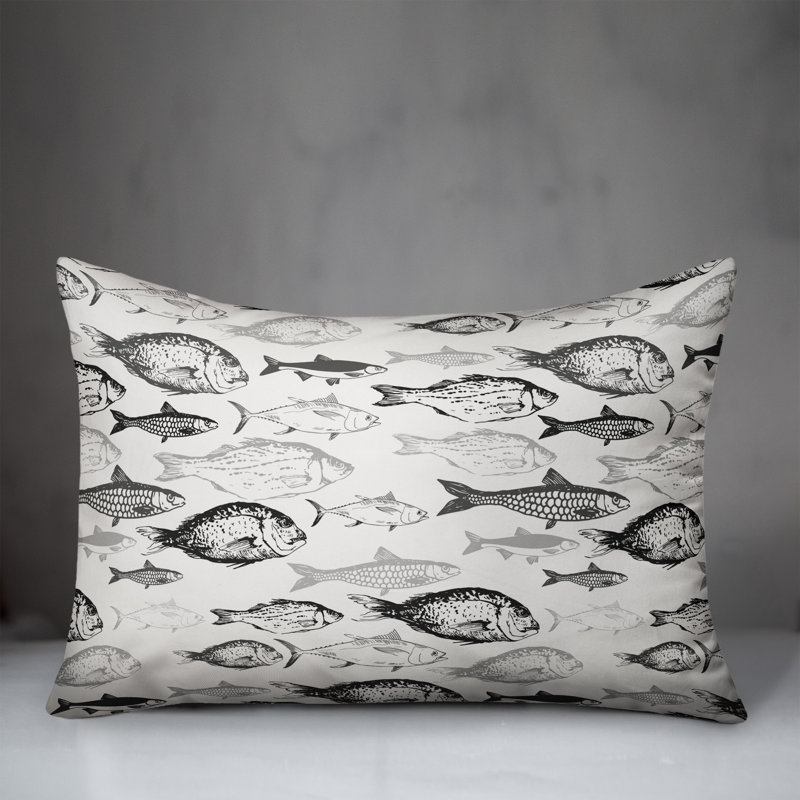  Housse et insert de coussin rectangulaire Shades of Fish, Gris