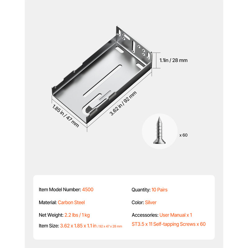 Supports de glissières de tiroir, rails de tiroir pour rail à roulement à billes latéral de 100 lb, support de tiroir d'armoire robuste pour glissières de tiroir de commode, pièce de rechange de cuisine pour le bricolage