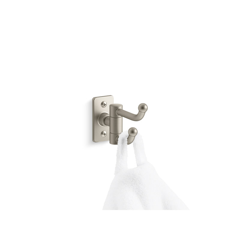 Castia by Studio McGee Double Robe Hook, Vibrant Brushed Nickel