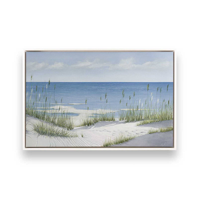 «Sandy Whispers On Canvas» par Max Maxx, reproduction, Cadre flottant blanc, H 26 po x l 38 po x P 1,75 po