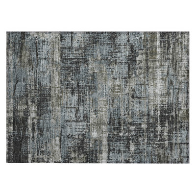 Machine Washable Indoor/Outdoor Xhevrie Charcoal Rug