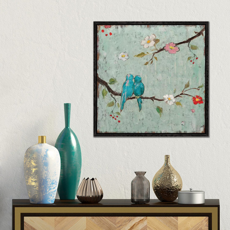 Love Birds IV by Katy Frances - Print on Canvas, 45.72 cm H x 45.72 cm W, Black Framed