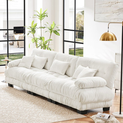 3 sièges profonds, revêtement en chenille, confort pour tous les types d'espaces de vie, bureaux, appartements modulaires blancs, sièges, confortables