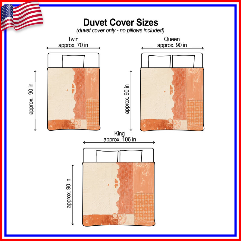 Orange Beige Patchwork Duvet Covers, Queen