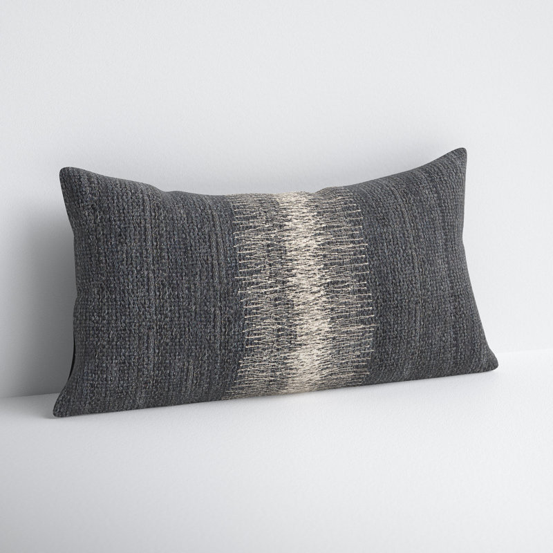 Aravalli Ombre Black and Gray Wool Lumbar Pillow