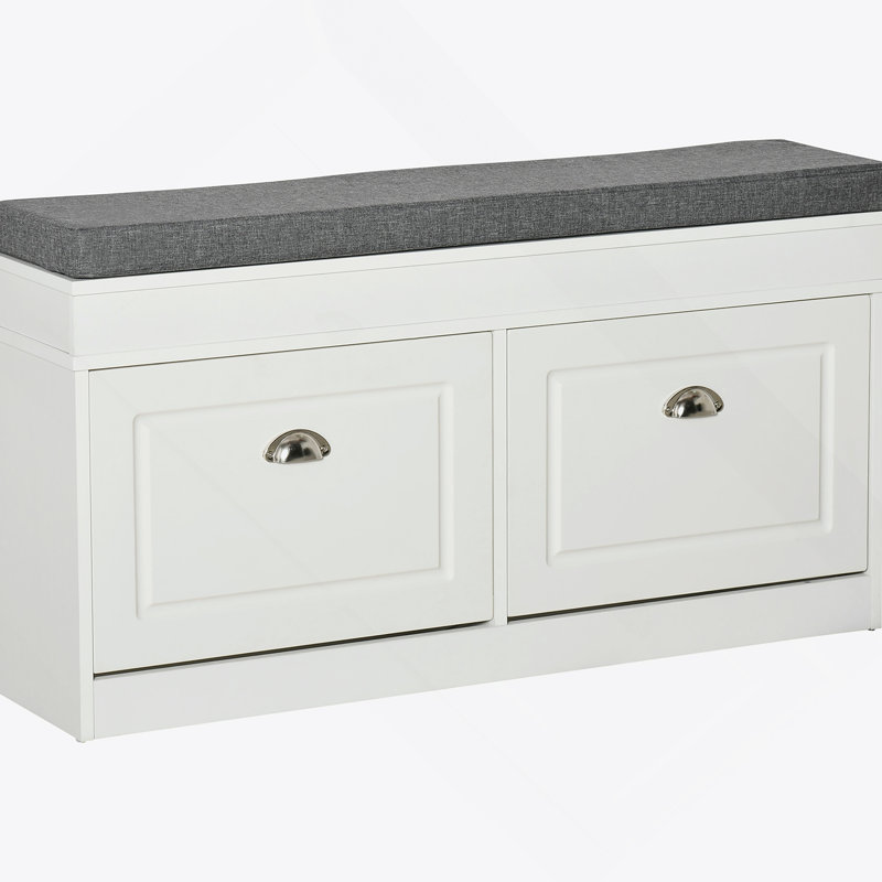 Banc pour hall d'entrée, rangement avec coussin, 2 tiroirs, tablette réglable