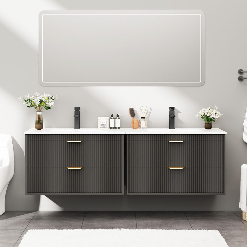Bathroom Vanity With Sink Combo, 24", Black