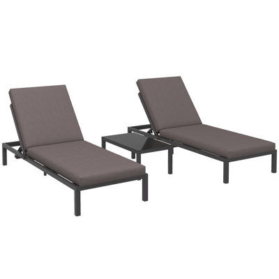 Ayomikun 180cm Long Reclining Double Chaise with Cushions and Table