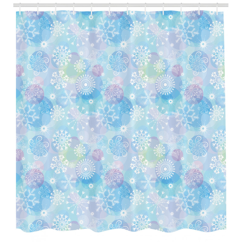 Ensemble de rideau de douche flocon de neige et crochets, H 69 po x l 105 po
