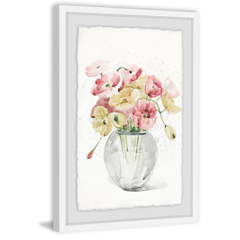 « chrome fleuris », reproduction de peinture à l’aquarelle encadrée, H 12 po x l 8 po x P 1,5 po