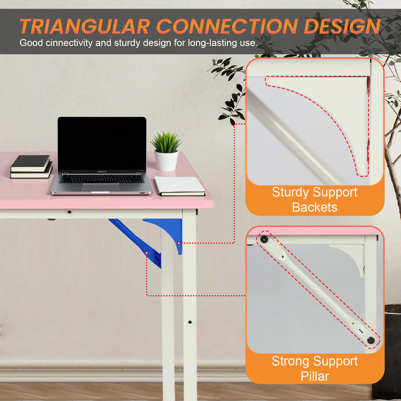 Computer Desk 32 Inch Adjustable Screw Feet Writing Table Wooden Modern Office Desk Simple Study Table with Robust Metal Frame for Office Home Study Writing