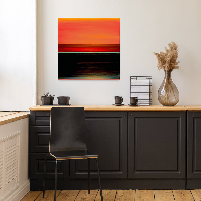 Art contemporain contemporain géométrique abstrait au coucher du soleil, H 18 po x l 18 po