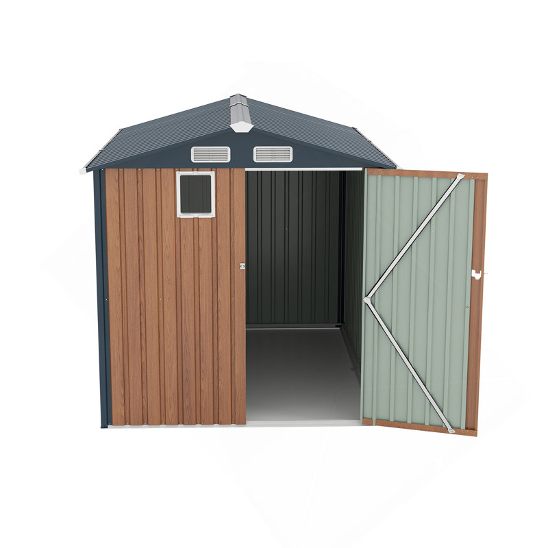 6X8ft Outdoor Steel Storage Shed, Lockable Doors, Compact Metal Tool Shed For Garden, Backyard, Patio, Utility, And Bike Storage,Yellow