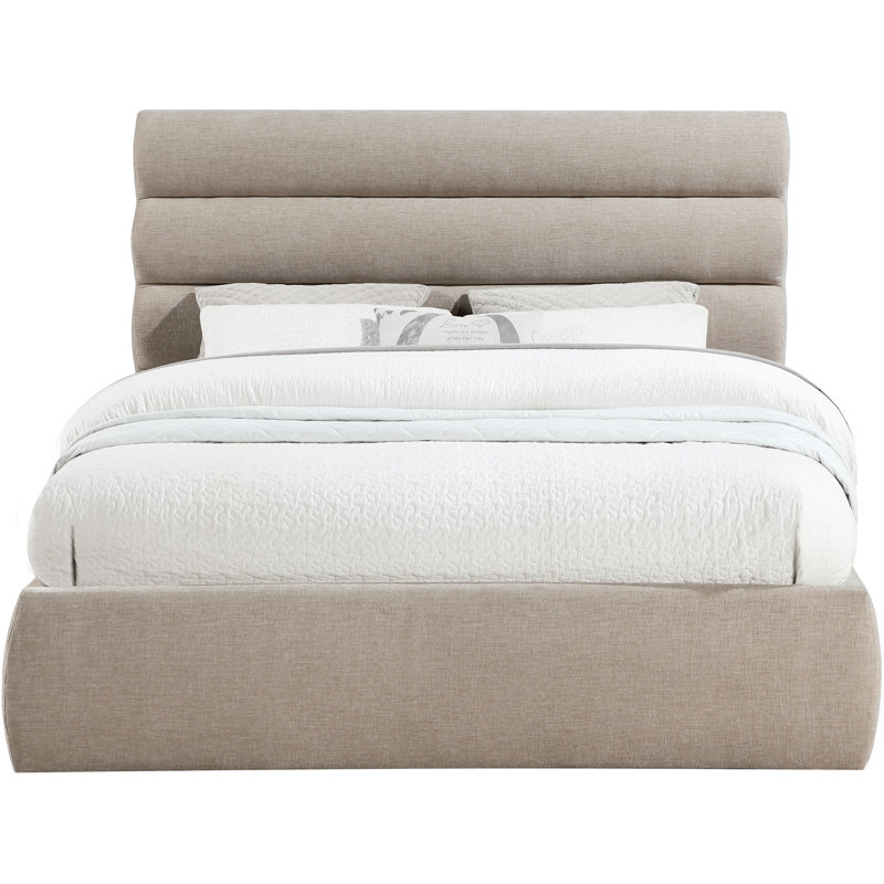 Taavi Chenille Fabric Bed, Queen, Beige Chenille Fabric