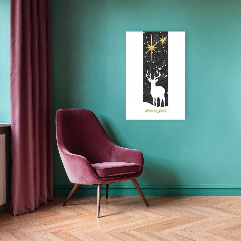 «Peace on Earth Deer», art contemporain de paysage de chevreuil abstrait, H 36 po x l 24 po