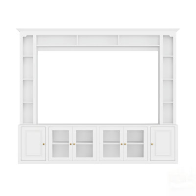 4-Piece Modern Entertainment Center Wall Unit With Bookshelves, All-In-1 Large TV Stand For Tvs Up To 80 Inches, 92-Inch Media Console With Adjustable Shelves