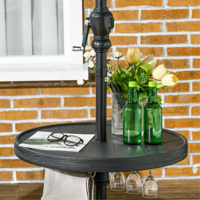 23. Plateau de table de parasol de plage de 5 po avec porte-verres à vin, porte-serviettes pliable, tables de plage portatives instantanées pour le sable, piscines, patio, jardin, terrasse, noir