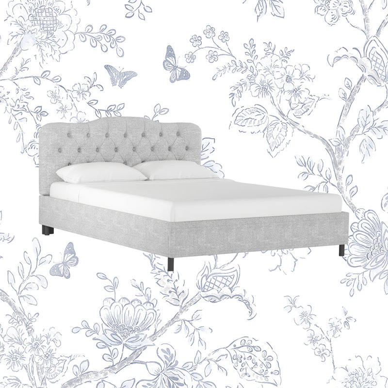 Pires Upholstered Platform Bed, Twin, Zuma Pumice Textured Linen